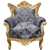 Casa Padrino Barock Sessel "Al Capone" Mod2 Royal Blau Muster / Gold