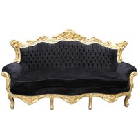 Casa Padrino Barock 3er Sofa Master Schwarz / Gold - Wohnzimmer Couch Möbel Lounge