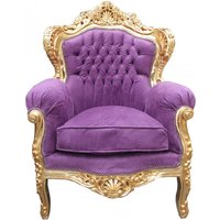 Casa Padrino Barock Sessel "King" Mod 2 Lila / Gold Möbel Antik Stil