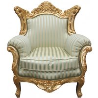 Casa Padrino Barock Sessel "Al Capone" Mod 2 Jadegrün/Beige / Gold Möbel Antik Stil
