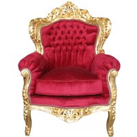 Casa Padrino Barock Sessel Bordeaux Rot / Gold Möbel Antik Stil