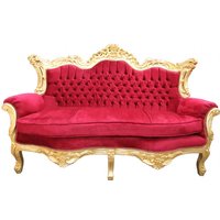 Casa Padrino Barock 2er Sofa Master Bordeaux Rot / Gold Mod2 - Wohnzimmer Möbel Loung Couch