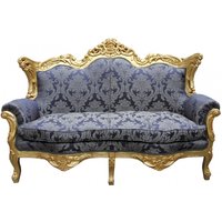 Casa Padrino Barock 2er Sofa Master Royal Blau Muster / Gold 2Mod - Wohnzimmer Couch Möbel Lounge