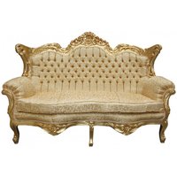 Casa Padrino Barock 2er Sofa Master Gold Muster / Gold 2Mod- Wohnzimmer Couch Möbel Lounge