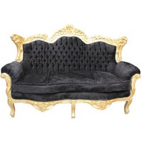 Casa Padrino Barock 2er Sofa Master Schwarz / Gold - Wohnzimmer Couch Möbel Lounge