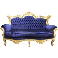 Casa Padrino Barock 2er Sofa Master Royal Blau/ Gold 2Mod - Wohnzimmer Couch Möbel Lounge
