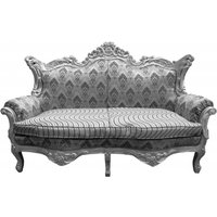 Casa Padrino Barock 2er Sofa Master Silber Muster /Silber Mod2 - Wohnzimmer Couch Möbel Lounge