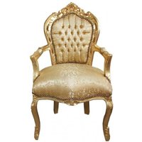 Casa Padrino Barock Esszimmer Stuhl Gold Blumen Muster / Gold mit Armlehnen BW!