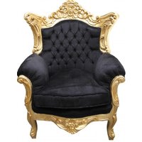 Casa Padrino Barock Sessel "Al Capone" Mod 2 Schwarz / Gold Möbel Antik Stil