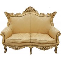 Casa Padrino Barock 2er Sofa Master Gold Blumen Muster/ Gold 2Mod - Wohnzimmer Couch Möbel Lounge