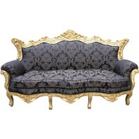 Casa Padrino Barock 3er Sofa Master Schwarz Muster / Gold 2Mod - Wohnzimmer Couch Möbel Lounge
