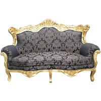 Casa Padrino Barock 2er Sofa Master Schwarz Muster/ Gold 2Mod - Wohnzimmer Couch Möbel Lounge