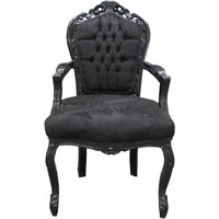 Casa Padrino Barock Esszimmer Stuhl Schwarz/Schwarz mit Armlehnen