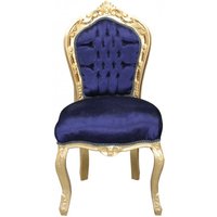 Casa Padrino Barock Esszimmerstuhl Royal Blau / Gold ohne Armlehnen Mod2