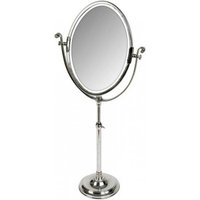 Casa Padrino Luxus Tisch Spiegel Schminkspiegel - Schminktisch Spiegel vernickelt Silber 40 x H. 85 - 110 cm