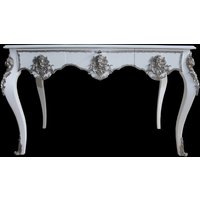 Casa Padrino Luxus Barock Schreibtisch Weià / Silber Sekretär Luxus Möbel Büro