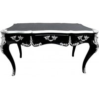Casa Padrino Barock Schreibtisch Schwarz / Silber Sekretär Möbel