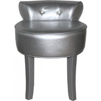 Casa Padrino Designer Hocker Boston Silber / Silber mit Bling Bling Steinen - Barock Schminktisch Stuhl