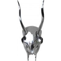 Casa Padrino Designer Geweih Deko Hirsch aus poliertem Aluminium Silber H 45 cm, B 18 cm - Wandfigur - Geweih - Wandgeweih
