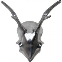 Casa Padrino Designer Geweih Deko Hirsch aus poliertem Aluminium Silber H 24 cm, B 22 cm - Wandfigur - Geweih - Wandgeweih