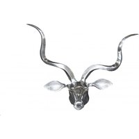 Casa Padrino Designer Geweih Deko Hirsch aus poliertem Aluminium Silber H 44 cm, B 56 cm - Wandfigur - Geweih - Wandgeweih