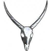 Casa Padrino Designer Antilope Deko Geweih aus poliertem Aluminium Silber H 75 cm, B 67 cm - Wandfigur - Geweih - Wandgeweih