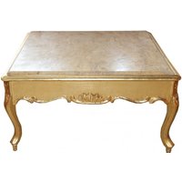 Casa Padrino Barock Couchtisch Gold mit Marmorplatte 80 x 80 cm- Antik Stil