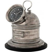 Designer Luxus Uhr Compass Henry Lloyd Collection versilbert Altik-Look- Edel & Prunkvoll - Tischuhr