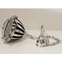 Casa Padrino Industrial Hängeleuchte Silber Vernickelt 48cm Druchmesser - Industrie Design Vintage Lampe Leuchte
