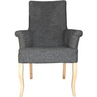 Casa Padrino Luxus Esszimmer Stuhl Grau mit Armlehnen - Barock Möbel