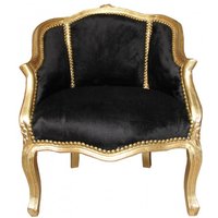 Casa Padrino Barock Damen Salon Sessel Schwarz/ Gold - Möbel Antik Stil