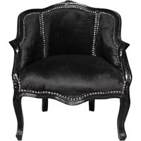 Casa Padrino Barock Damen Salon Sessel Schwarz/ Schwarz - Möbel Antik Stil