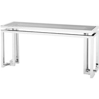 Casa Padrino Luxus Konsole Edelstahl / getöntes Glas 160 x 45 x H. 76 cm - Konsolen Tisch - Sekretär Konsole - Telefontisch - Hotel Möbel