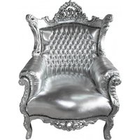 Casa Padrino Barock Sessel Al Capone Silber / Silber- Antik Stil