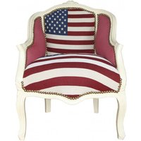 Casa Padrino Barock Damen Salon Sessel USA Design / Creme - Möbel Antik Stil- USA Flagge