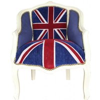 Casa Padrino Barock Damen Salon Sessel Union Jack / Creme - Möbel Antik Stil- England Flagge