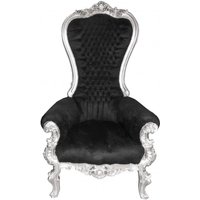 Casa Padrino Barock Thron Sessel Majestic Mod1 Schwarz/Silber - Riesensessel -Thron Stuhl Tron
