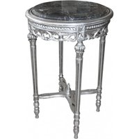 Barock Beistelltisch Rund Silber/Grau Marmorplatte ModY21 72 x 49 cm Antik Stil
