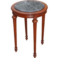 Barock Beistelltisch Rund Braun/Schwarz Marmorplatte ModY23 72 x 49 cm Antik Stil