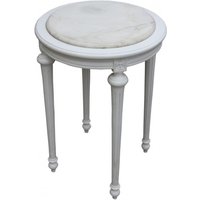 Barock Beistelltisch Rund WeiÃ/Weià Marmorplatte ModY24 72 x 49 cm Antik Stil
