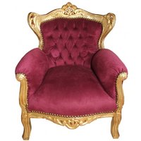 Casa Padrino Barock Kinder Sessel Bordeaux / Gold - Barock Möbel