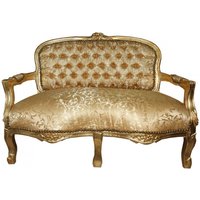 Casa Padrino Barock Kinder Sitzbank Gold Muster/Gold Antik Stil
