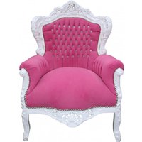 Casa Padrino Barock Sessel "King" Rosa/Weià mit Bling Bling Glitzersteinen