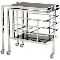 Casa Padrino Luxus Bar Trolley Servierwagen aus Edelstahl und Glas 77 x 42 x H. 77 cm - Luxus Hotel & Restaurant Einrichtung Möbel