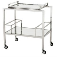 Casa Padrino Luxus Bar Trolley Servierwagen aus Edelstahl und Glas 72 x 47 x H. 72 cm - Luxus Hotel & Restaurant Einrichtung Möbel