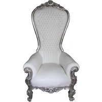 Casa Padrino Barock Thron Sessel Majestic Mod2 Weià / Silber - Riesensessel - Thron Stuhl Tron