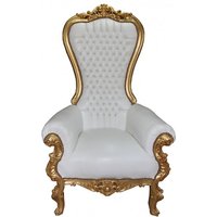 Casa Padrino Barock Thron Sessel Majestic Mod1 WeiÃ/Gold - Riesensessel -Thron Stuhl Tron