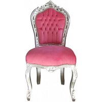 Casa Padrino Barock Esszimmerstuhl Pink/Silber ohne Armlehnen
