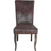 Casa Padrino Esszimmer Stuhl Braun/Braun Veloursleder ohne Armlehnen - Barock Möbel