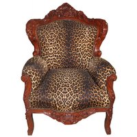 Casa Padrino Barock Sessel "King" Leopard/Braun- Antik Stil
